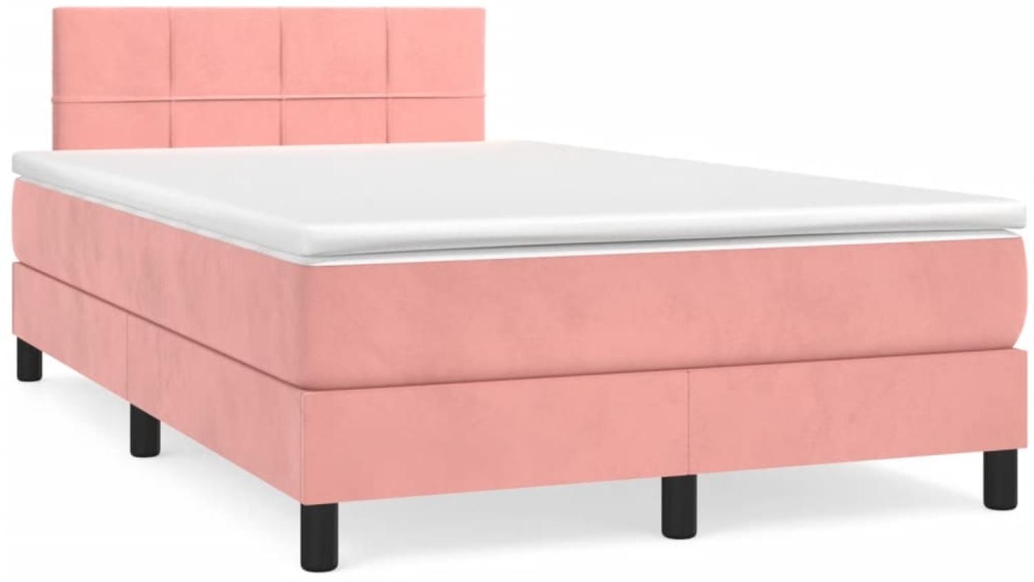 vidaXL Boxspringbett mit Matratze Rosa 120x190 cm Samt 3269842 Bild 1