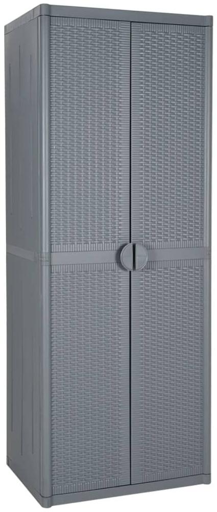 vidaXL Gartenschrank Grau 65x45x172 cm PP Rattan 364064 Bild 1