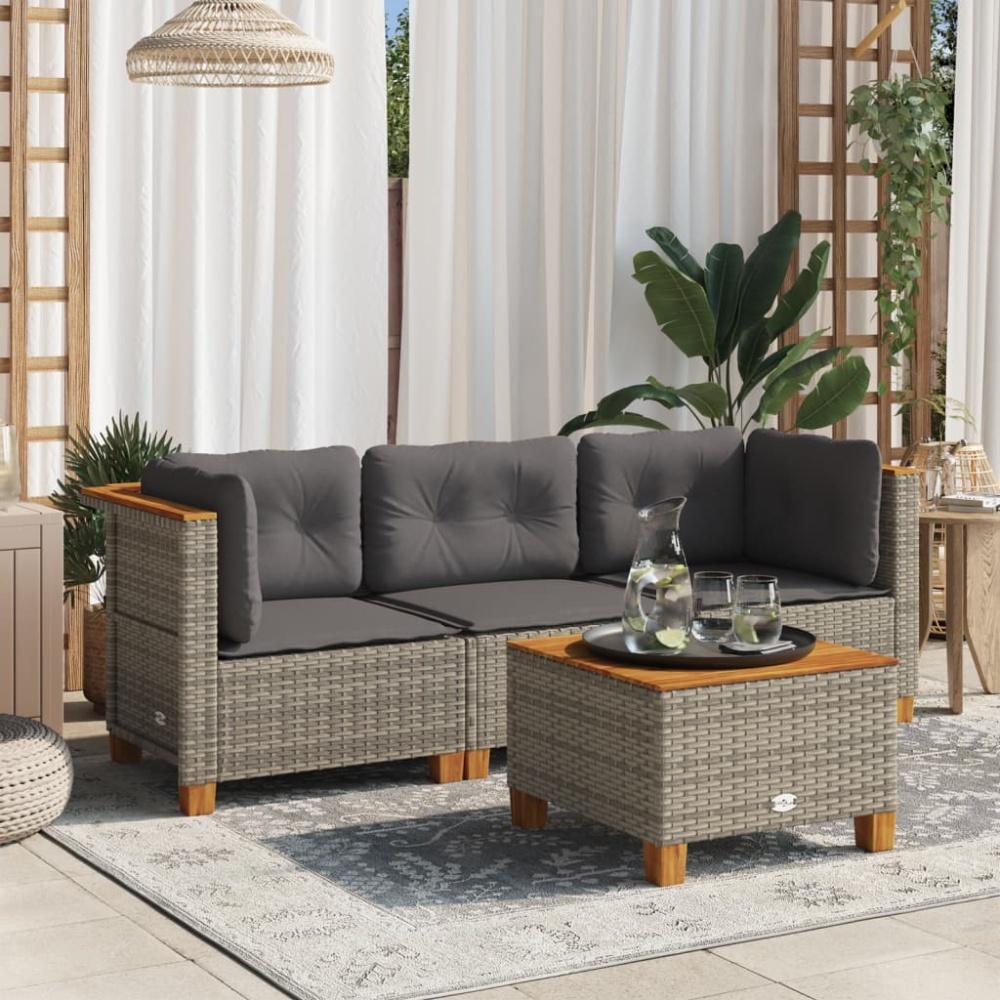 vidaXL Gartensofa mit Kissen 3-Sitzer Grau Poly Rattan 365918 Bild 1