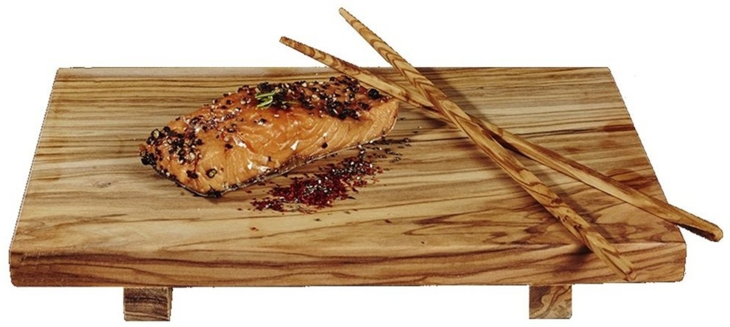 dasOlivenholzbrett Schneidebrett 3er Set Sushi Bretter 25, 30 und 40cm + 3 Paar Sticks, Olivenholz, (3-St) Bild 1