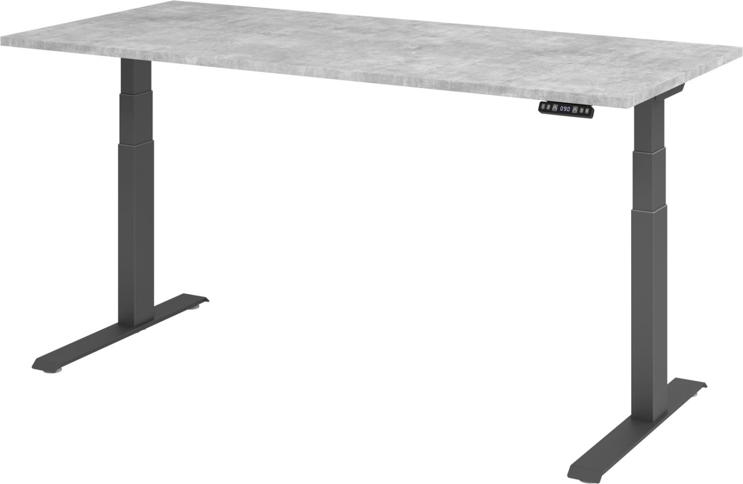 bümö elektrisch höhenverstellbarer Schreibtisch 180x80 cm in Beton, Gestell graphit mit Memory-Steuerung, elektrischer Bürotisch höhenverstellbar Gaming Tisch, XDKB19-M-G Bild 1