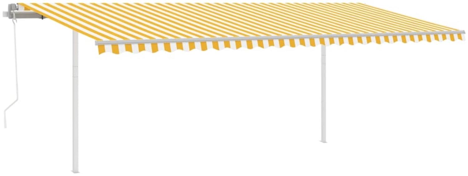 vidaXL Markise Automatisch Einziehbar mit Pfosten 6x3 m Gelb & Weiß 3070008 Bild 1