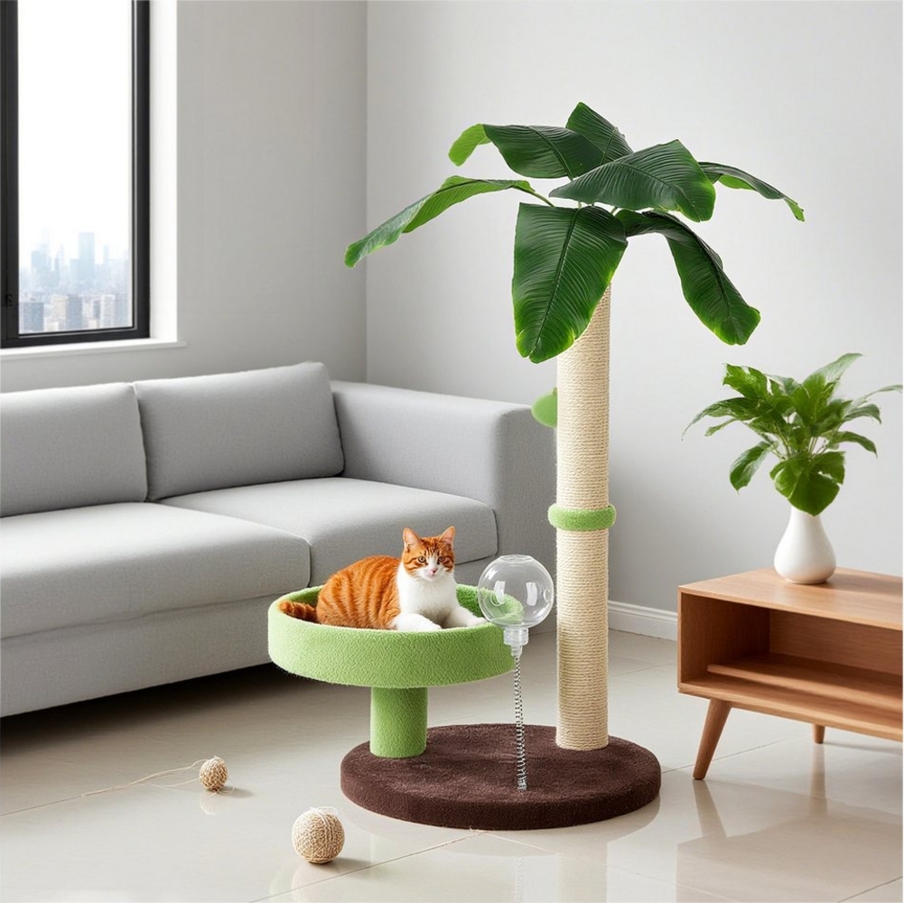 oyajia Kratzbaum Palme 70cm Höhe mit Liegefläche & Sisal Kratzsäule zum Kratzen Spielen Bild 1