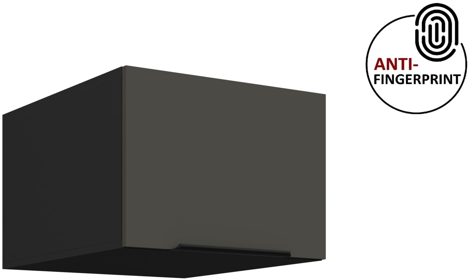 Küchen Aufsatzschrank 50 cm ARIA Graphite ultra matt + Schwarz matt, hochwertige Fronten mit Anti Fingerprint Beschichtung Küchenzeile Küchenblock Bild 1