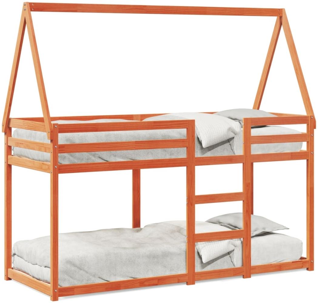 vidaXL Etagenbett mit Dach Wachsbraun 80x200 cm Massivholz Kiefer 3282083 Bild 1