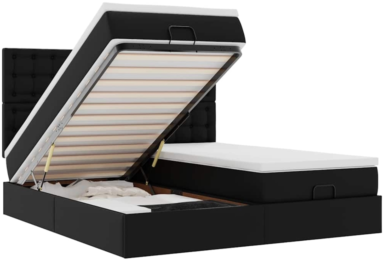 vidaXL Ottoman-Bett mit Matratzen & LEDs Schwarz 180x200 cm Kunstleder 3314503 Bild 1