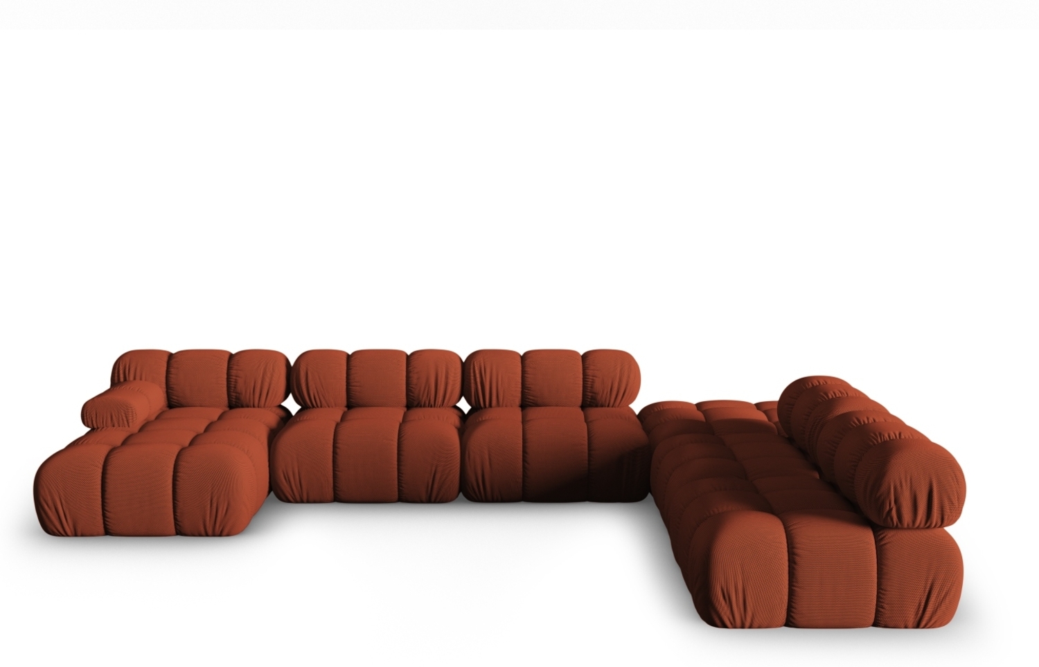 Micadoni Modulares Panorama Ecksofa Bellis 7-Sitzer Rechts 3D-Stoff Ziegel Bild 1
