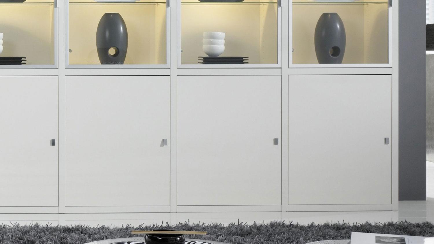 FIF 'TORO 63' Schrankwand System weiß Hochglanz lackiert Glas Bild 1