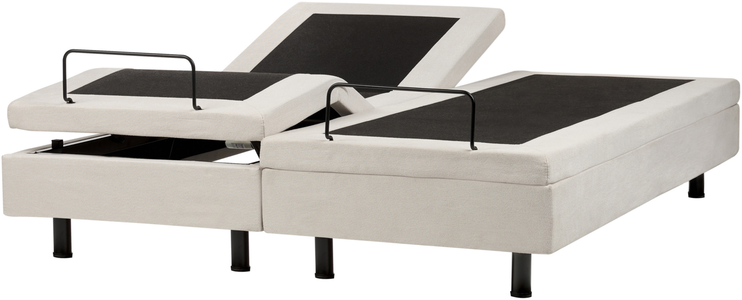 Verstellbares Bett ohne Kopfteil DUKE II 160 x 200 cm Stoff Helles Beige Bild 1