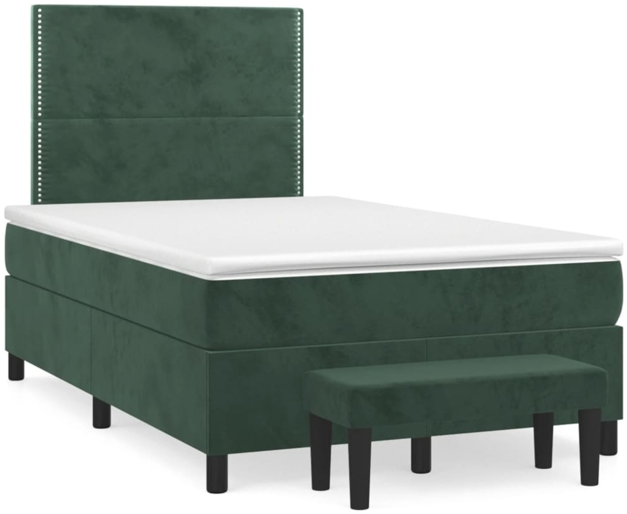vidaXL Boxspringbett mit Matratze Dunkelgrün 120x200 cm Samt 3137776 Bild 1