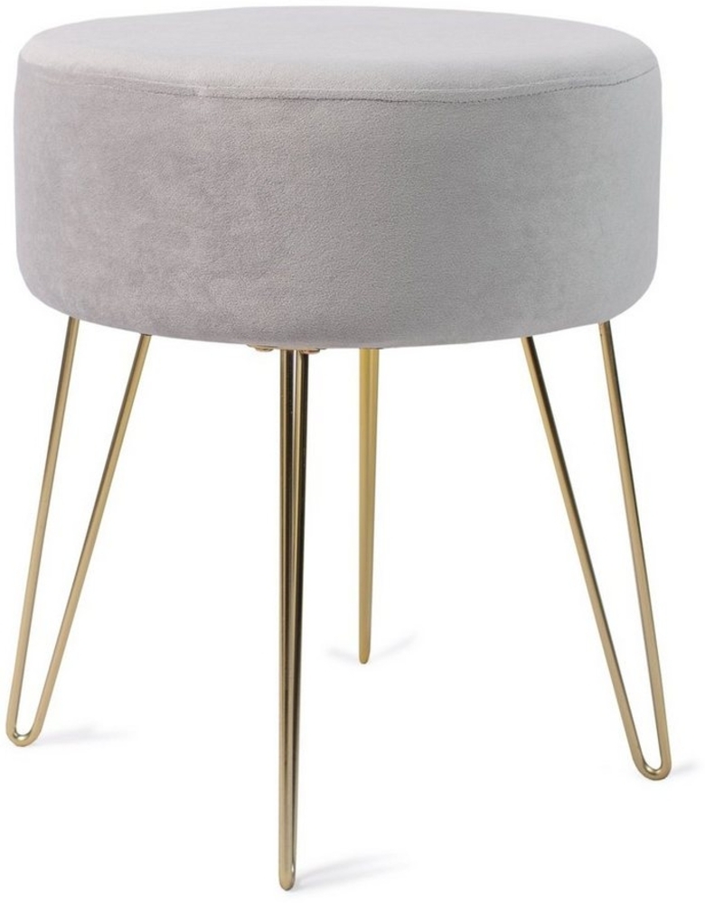 Zedelmaier Sitzhocker Runder Sitzhocker Samt Schminktisch Fußhocker Ottoman Metallbeinen (HS-ZD12C) Bild 1