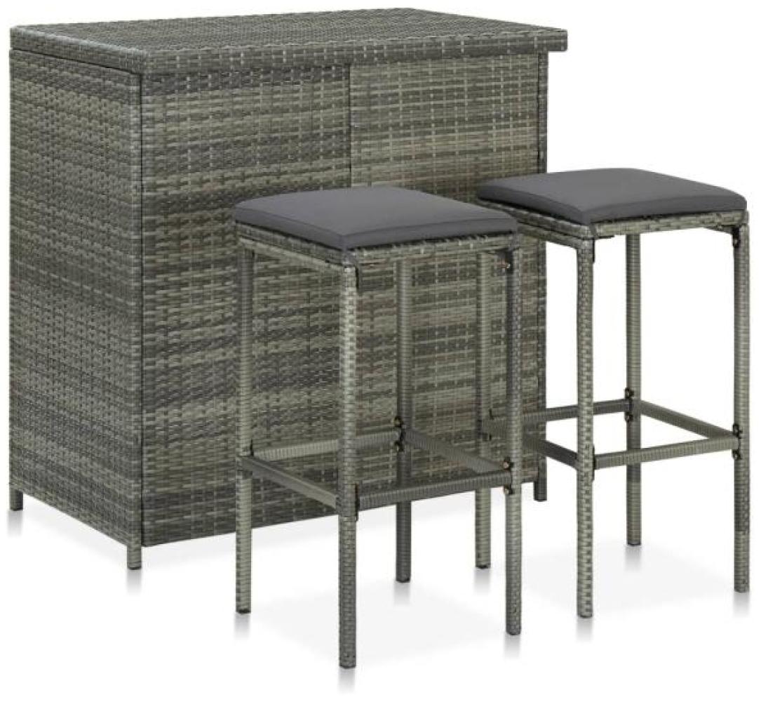 vidaXL 3-tlg. Bar Set Poly Rattan Grau [313472] Bild 1