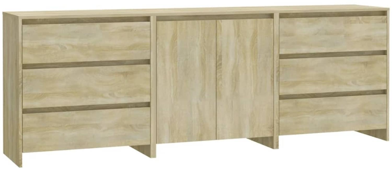 vidaXL 3-tlg. Sideboard Sonoma-Eiche Holzwerkstoff [3098067] Bild 1