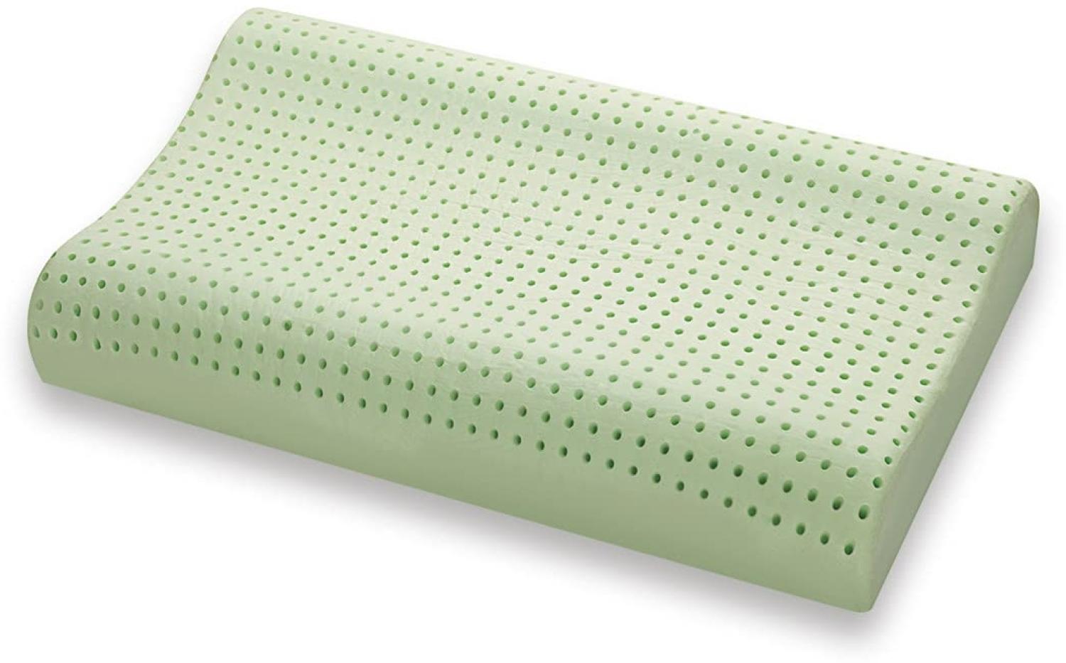 Marcapiuma Kissen aus Memory Bio Green Natur mit Heilkräutern Doppelwelle - Kopfkissen Memory Bio mit Bezug 100% Baumwolle Medizinprodukt CE Detektion 19% Orthopädisch milbendicht Made in Italy Bild 1