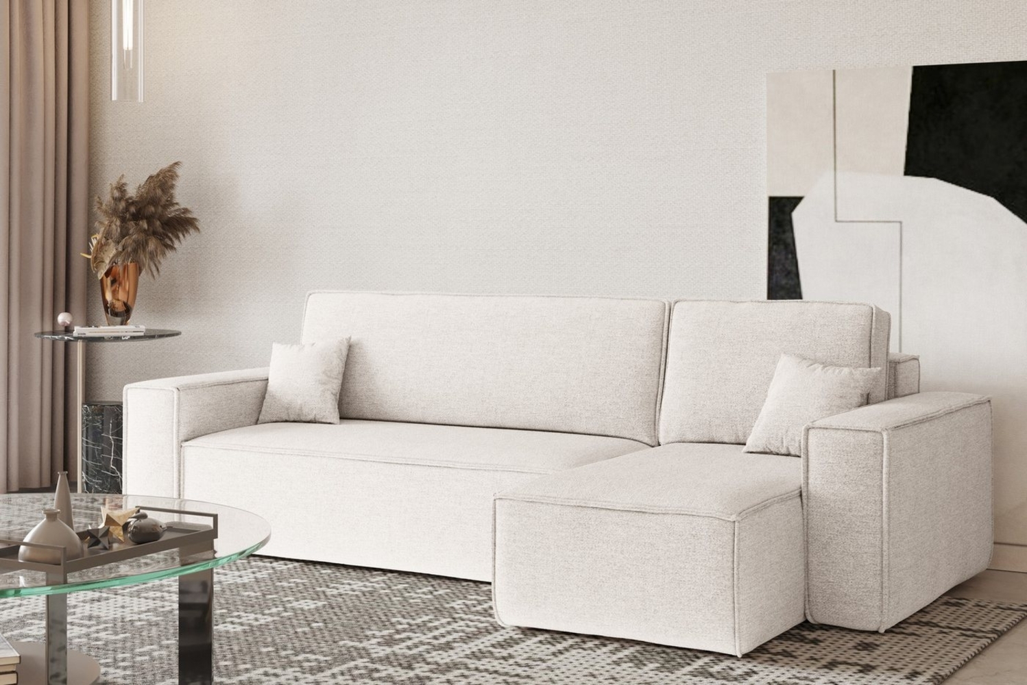 Kaiser Möbel Ecksofa mit schlaffunktion und bettkasten, Eckcouch L-Form BEST stoff Verita, Mit Schlaffunktion, Bettzeugkapazität, universell Bild 1