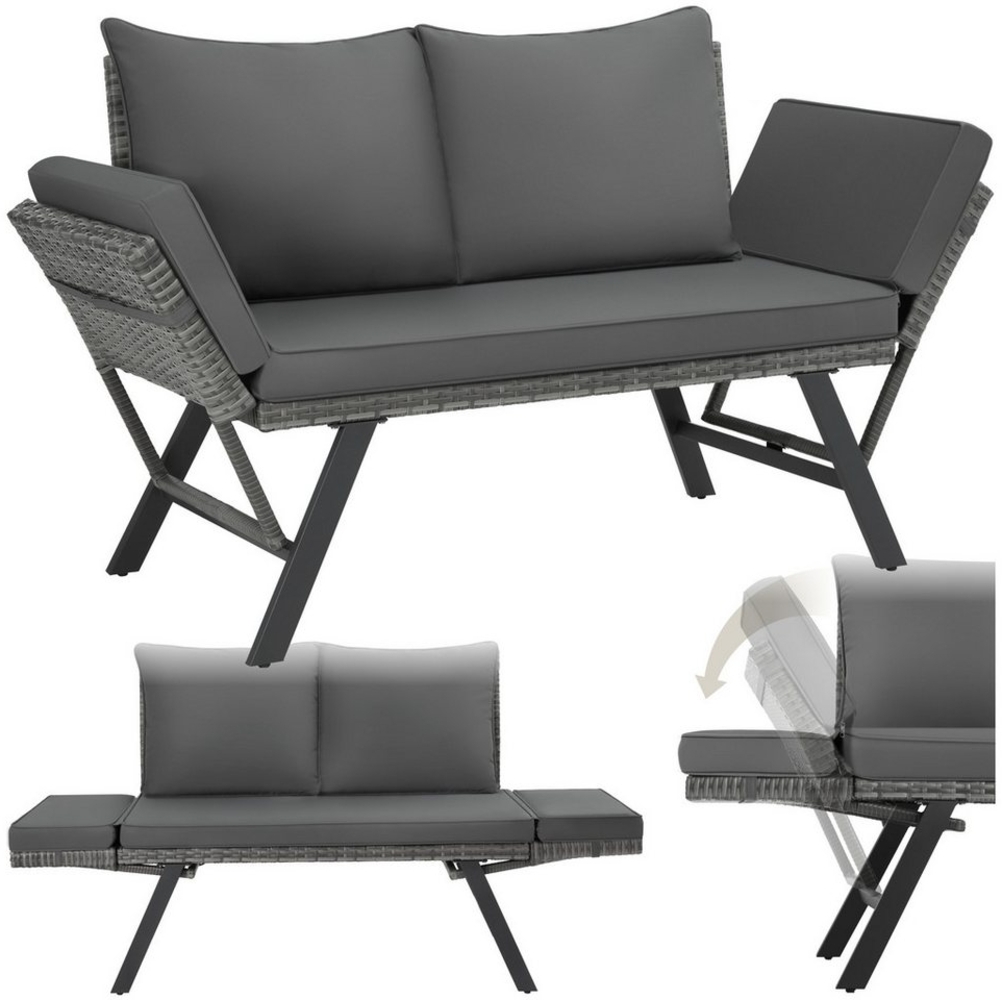 tectake Loungeset Rattan-Loungesofa, (Set, 1-tlg), Hochwertiges Polyrattan, UV-beständig und wetterfest Bild 1