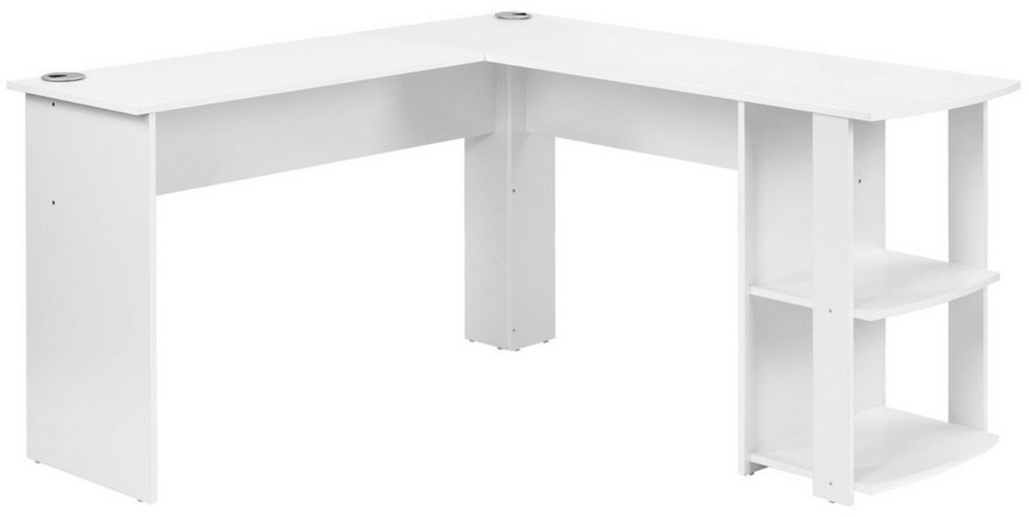 IDEASY Eckschreibtisch L-förmiger Schreibtisch Weiß, 2 Ablagen, H75xB140xL140 cm, Eck-Computer-Bürotisch mit Stauraum für Homeoffice & Büro Bild 1