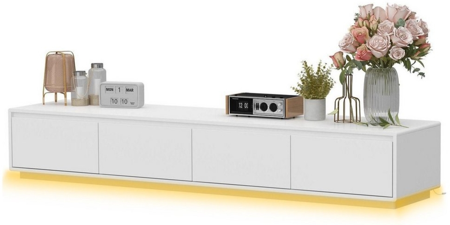 FUFU&GAGA Lowboard mit 4 Schubladen, mit Beleuchtung 3 Farbe, 180 x 30 x 40 cm, MDF Bild 1