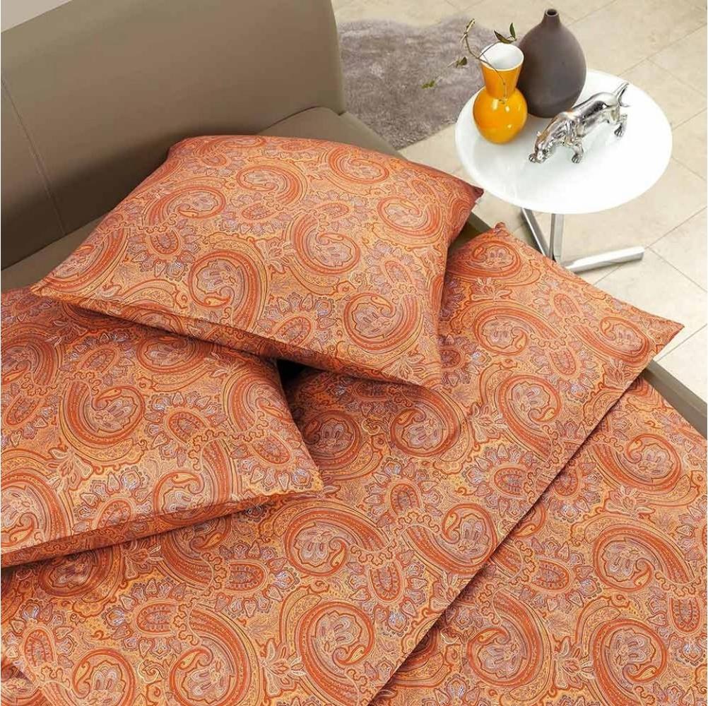 Estella Mako Jersey Bettwäsche 135x200 Ornamente Paisley orange 6022-360 Bild 1