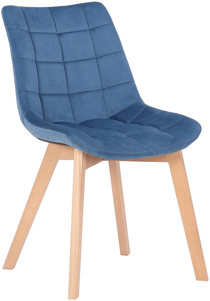 Esszimmerstuhl FINIM - Samt Blau 46x61x82 cm | Essstühle Esszimmerstühle Küchenstühle Wohnzimmerstühle Bild 1