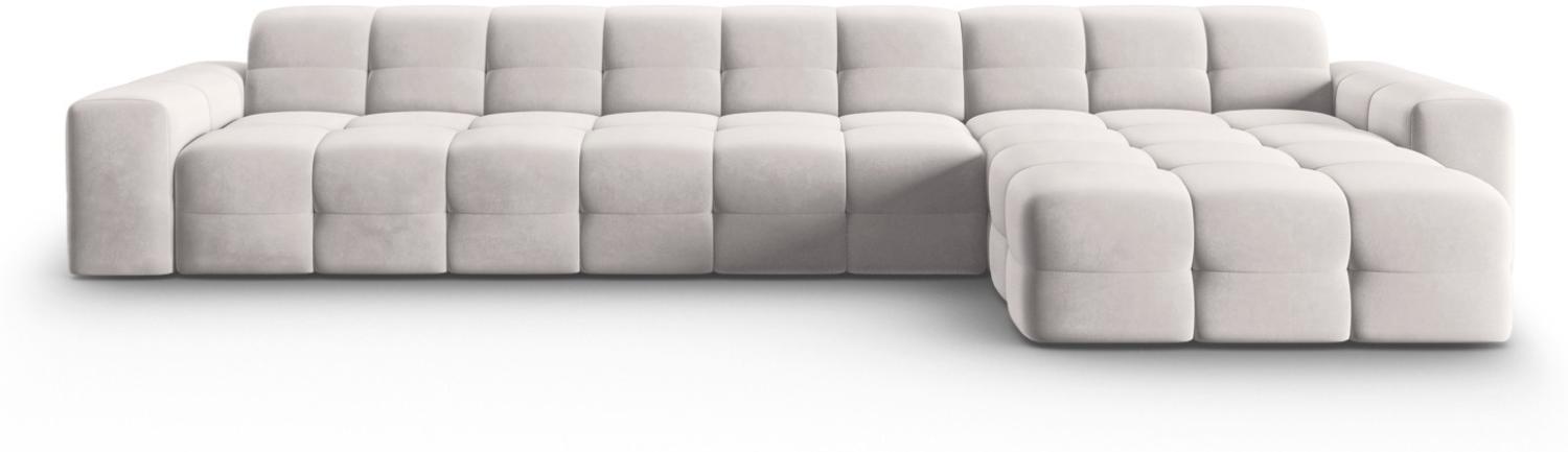 Micadoni 5-Sitzer Samtstoff Ecke rechts Sofa Kendal | Bezug Light Grey | Beinfarbe Black Beech Wood Bild 1