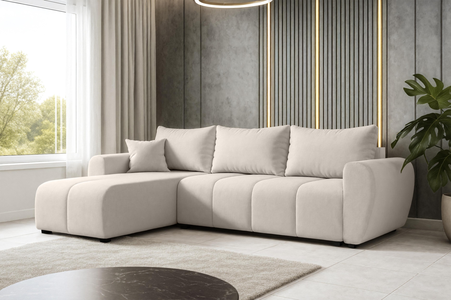 AX LIVING Eckcouch mit Schlaffunktion Malatya L Mini Ecksofa Beige L Bild 1