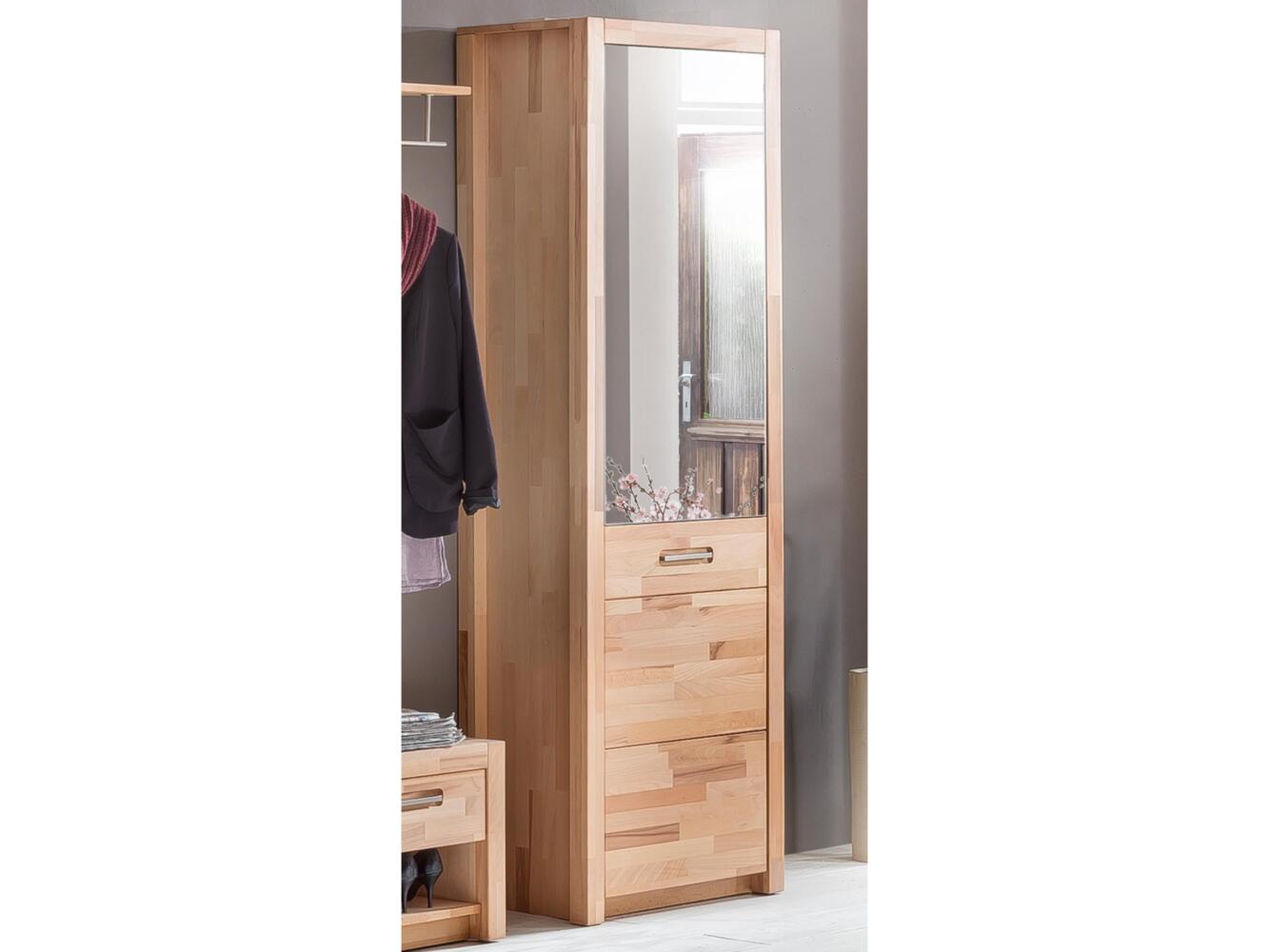 Garderobenschrank >Leduc< in Kernbuche aus Massivholz - 66x203x40cm (BxHxT) Bild 1