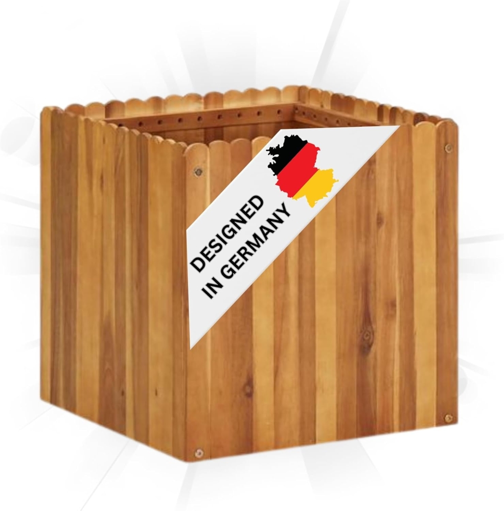 DELUKE® Hochbeet aus Holz JONA 50x50x50cm, Akazienholz Hochbeet für Garten Hochbeet Holz Gartenbeet hoch Kräuterbeet xxl Blumenbeet Gemüsebeet groß Garten Bild 1