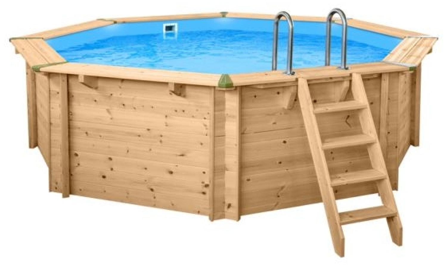 Interline Summer Schwimmbad Bali Holzpool Ø440x136 cm | Set 3 inkl. Sommer-, Winterabdeckung und 5 teiliges Zubehörpaket Bild 1