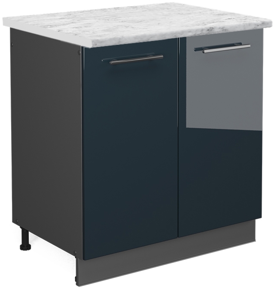 Spülenunterschrank Fame-Line Dunkelblau Hochglanz 80 cm , AP Marmor Vicco Bild 1