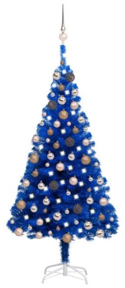 vidaXL Künstlicher Weihnachtsbaum Beleuchtung & Kugeln Blau 120 cm 3077593 Bild 1