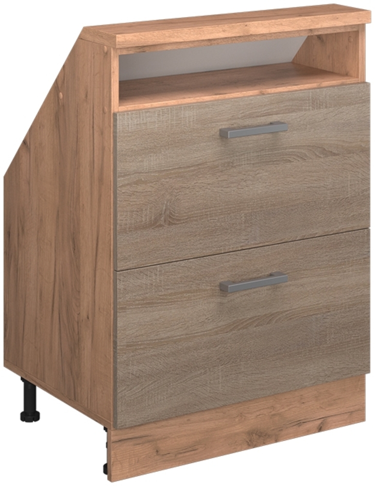 Küchenschrank für Dachschrägen R-Line Sonoma 60 cm mit 2 Schubladen Vicco Bild 1