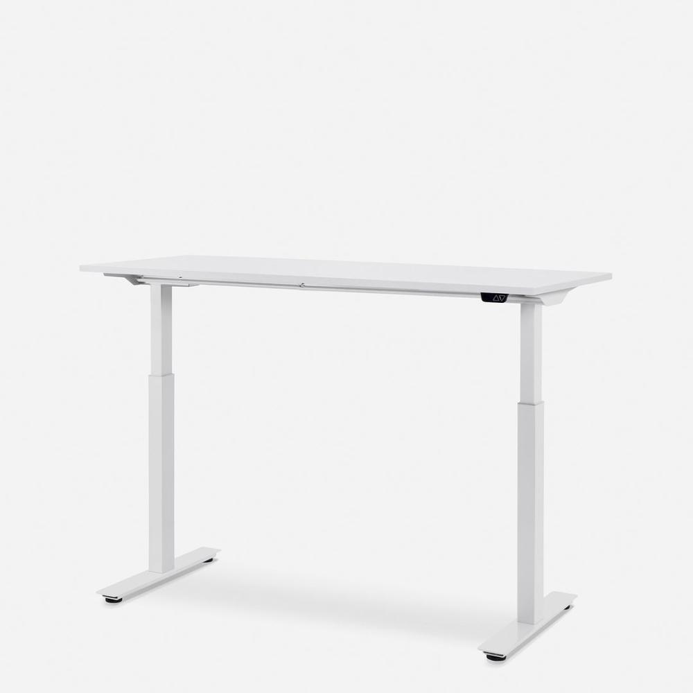 140x60 cm WRK21® SMART - Weiss Uni / Weiss elektrisch höhenverstellbarer Schreibtisch Bild 1