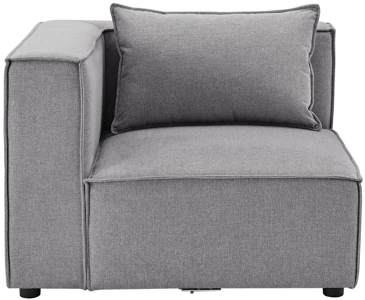 Juskys Ecksofa Links Domas - modulares Sofa in Stoff Dunkelgrau - Wohnzimmer Couch mit Armlehne & Kissen - Modulsofa 130 kg belastbar - Wohnlandschaft Bild 1