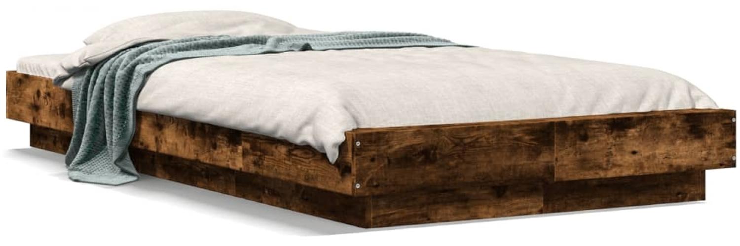 vidaXL Bettgestell mit LED Räuchereiche 100x200 cm Holzwerkstoff 3281116 Bild 1
