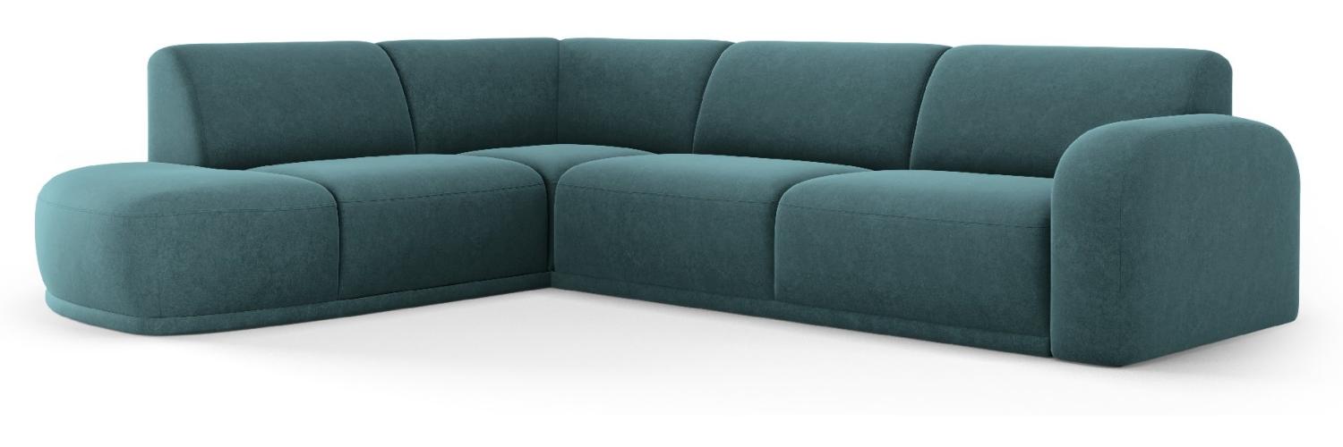 Micadoni Ecksofa Erin 4-Sitzer 1 Armlehne Links Samtstoff Petrol Bild 1