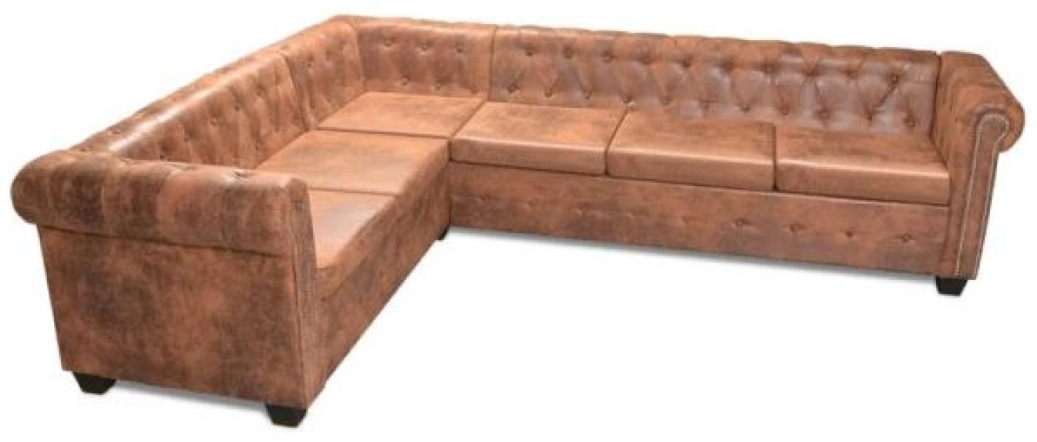 vidaXL Chesterfield-Ecksofa 6-Sitzer Kunstleder Braun 243618 Bild 1