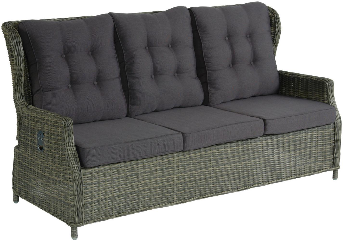 Inko Lounge-Sofa 3-Sitzer Leona Rattanoptik Loungebank dark olive Bild 1