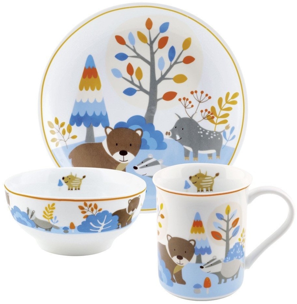 PURESIGNS Kindergeschirr-Set FRIENDS (3-tlg), 1 Personen, Porzellan, Plastikfreier Essgenuss für die Kleinen Bild 1