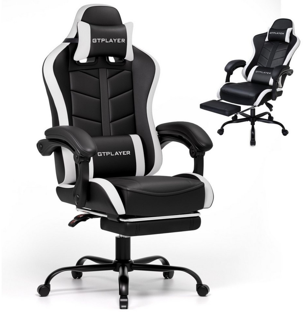 GTPLAYER Gaming-Stuhl Gamer Stuhl, Ergonomischer Bürostuhl mit Fußstütze, Kopfstütze und Lendenstütze Bild 1