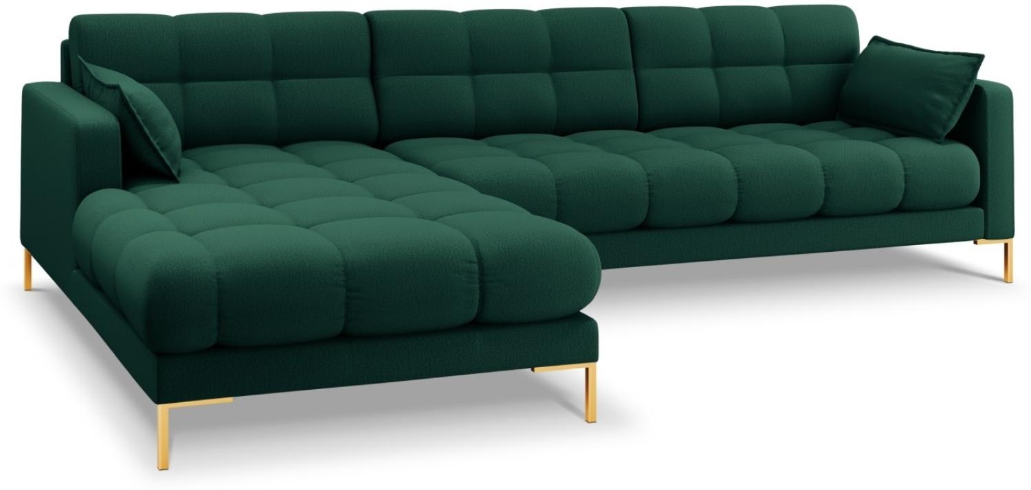 Micadoni 5-Sitzer Ecke links Sofa Mamaia | Bezug Green | Beinfarbe Gold Metal Bild 1