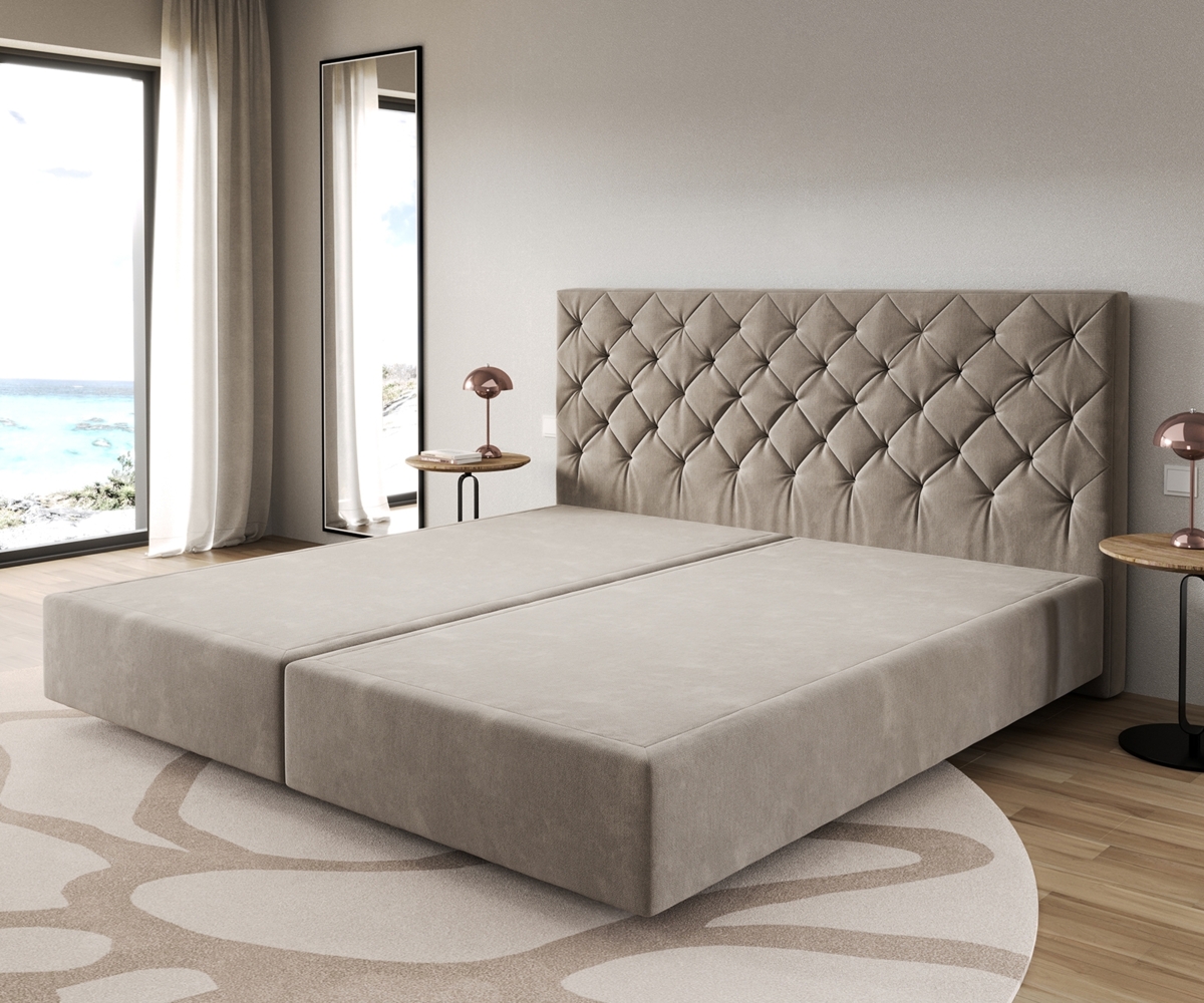 Boxspringgestell Dream-Great Mikrofaser Beige 200x200 cm Bild 1