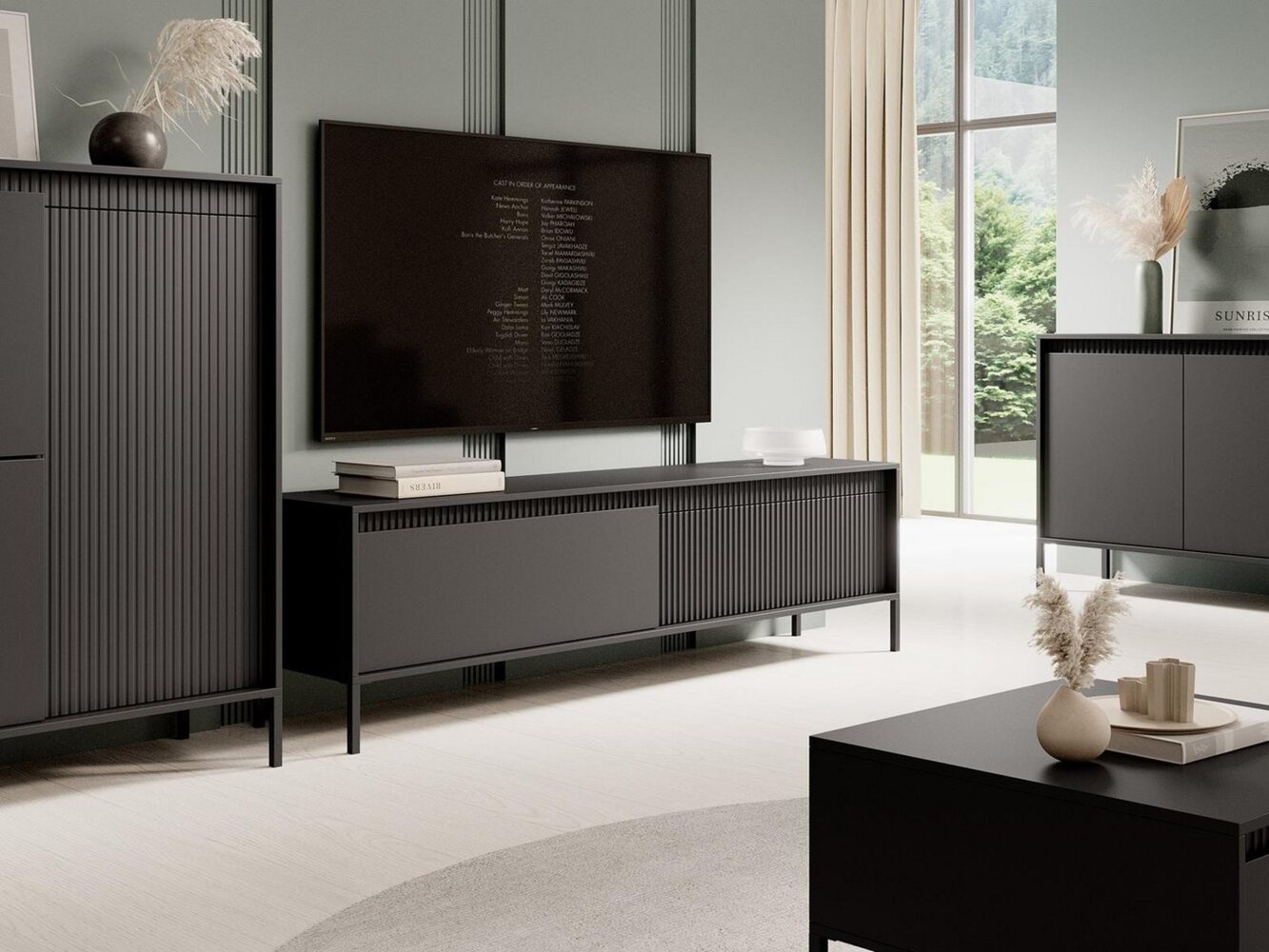 Compleo TV-Schrank mit zwei Klappen, Fronten gefräst, TV-Tisch, Modern Wohnzimmer (JULO) Bild 1