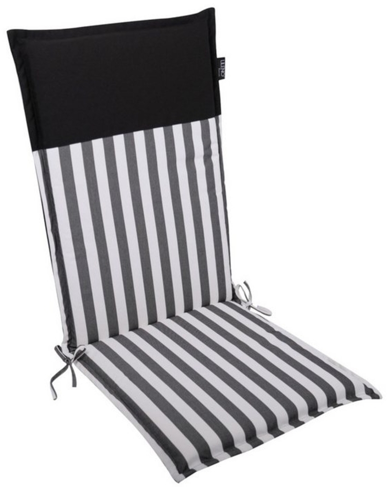 LILENO HOME Hochlehnerauflage Gartenstuhl Auflage, bequeme Sitzauflage für Gartenmöbel, Stuhlkissen, (1 St, 1er Set), Polsterauflage Streifen Schwarz, Sitzpolster für Klappstühle Bild 1