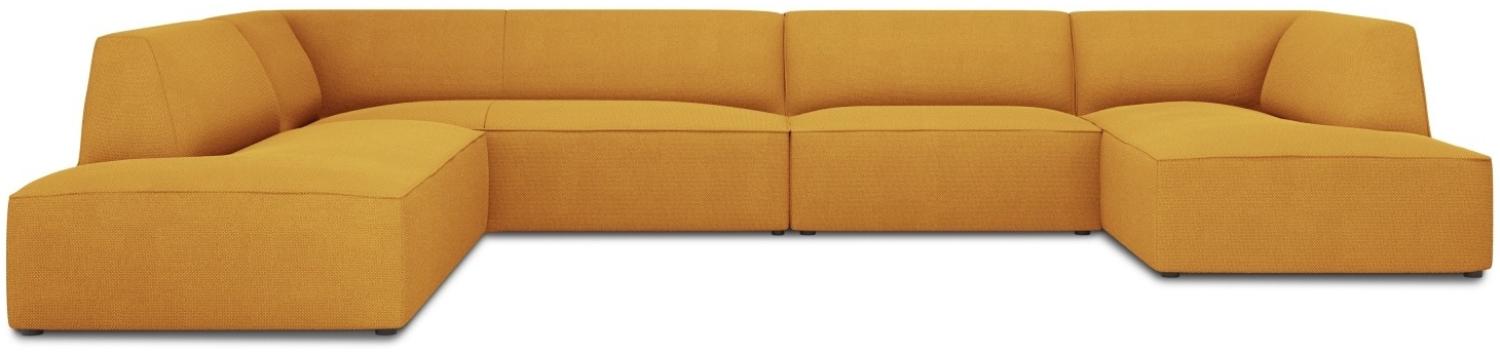 Micadoni 7-Sitzer Panorama Ecke links Sofa Ruby | Bezug Yellow | Beinfarbe Black Plastic Bild 1