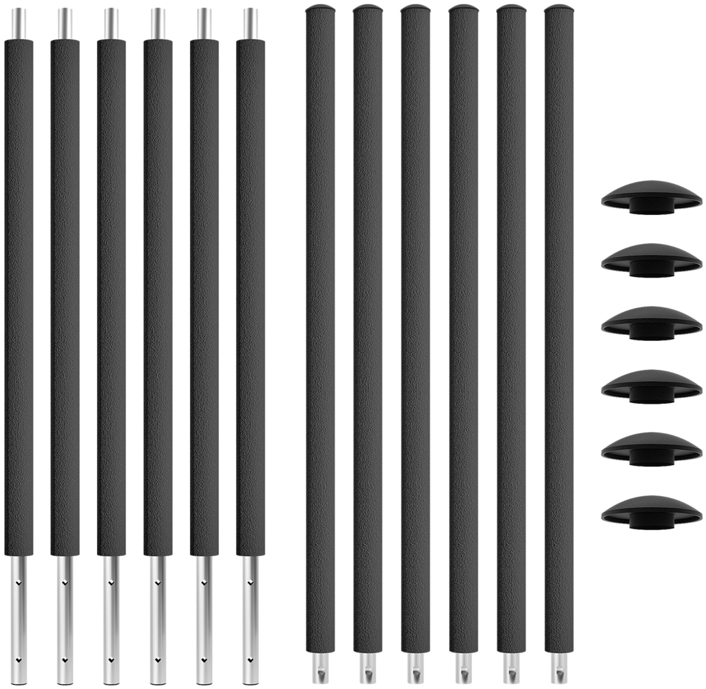 KINETIC SPORTS Trampolin Netzstangen Komplett-Set – Ersatzteil für Gartentrampolin, Ersatz Stangen Netzpfosten inkl. Schaumstoff und Abdeckkappen, 6 Stück, 180 cm Höhe, Ø 25 mm Bild 1