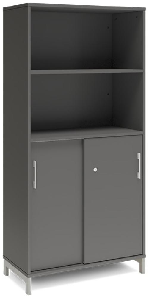 Büroschrank DNA 800x1660 mm Anthrazit/Aluminiumgrau Schiebetür 4A4 Bild 1