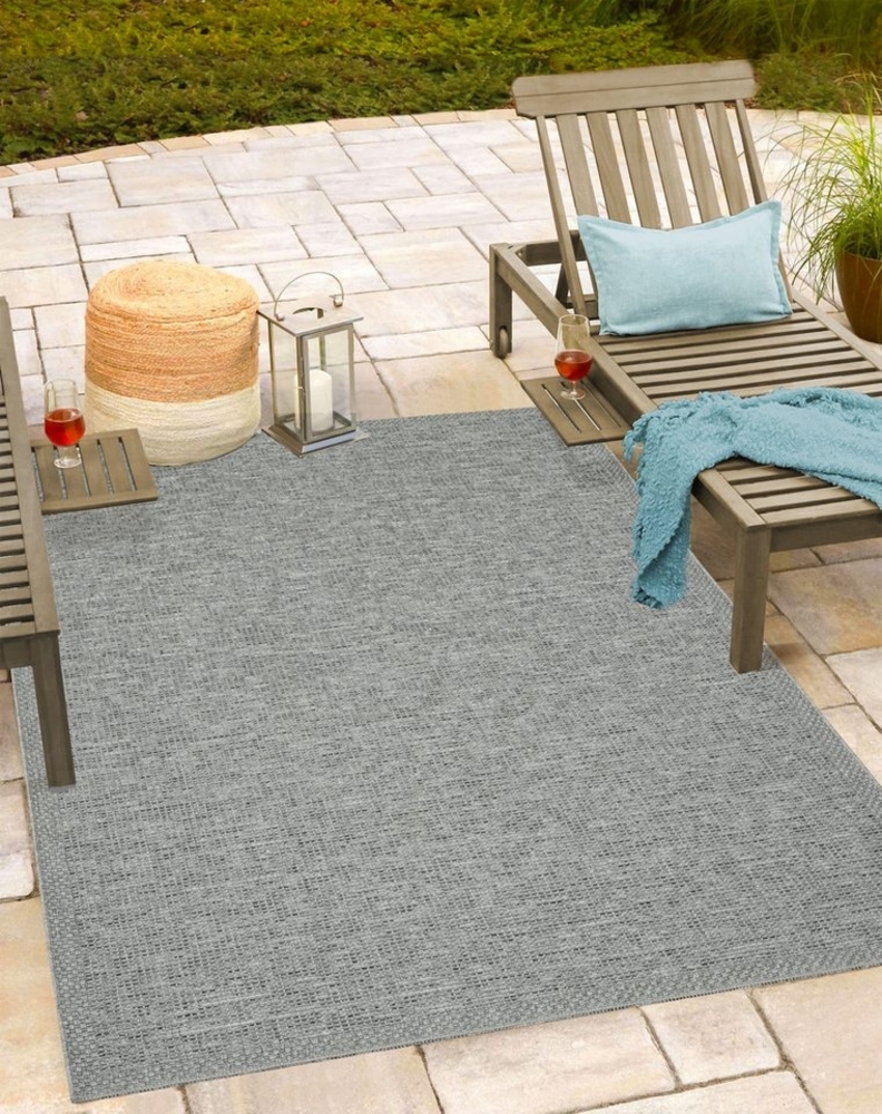 the carpet Calgary - robuster Teppich, Flachgewebe, modernes Design, ideal für Küche und Esszimmer, Vintage-Optik, Boho-Style, besonders flach, auch für den Außenbereich, Grau, 200x280 cm Bild 1