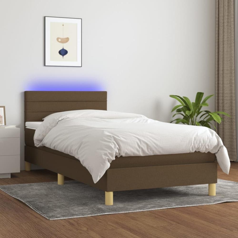 Boxspringbett mit Matratze & LED Stoff Dunkelbraun 90 x 200 cm, Härtegrad: H2 [3133768] Bild 1