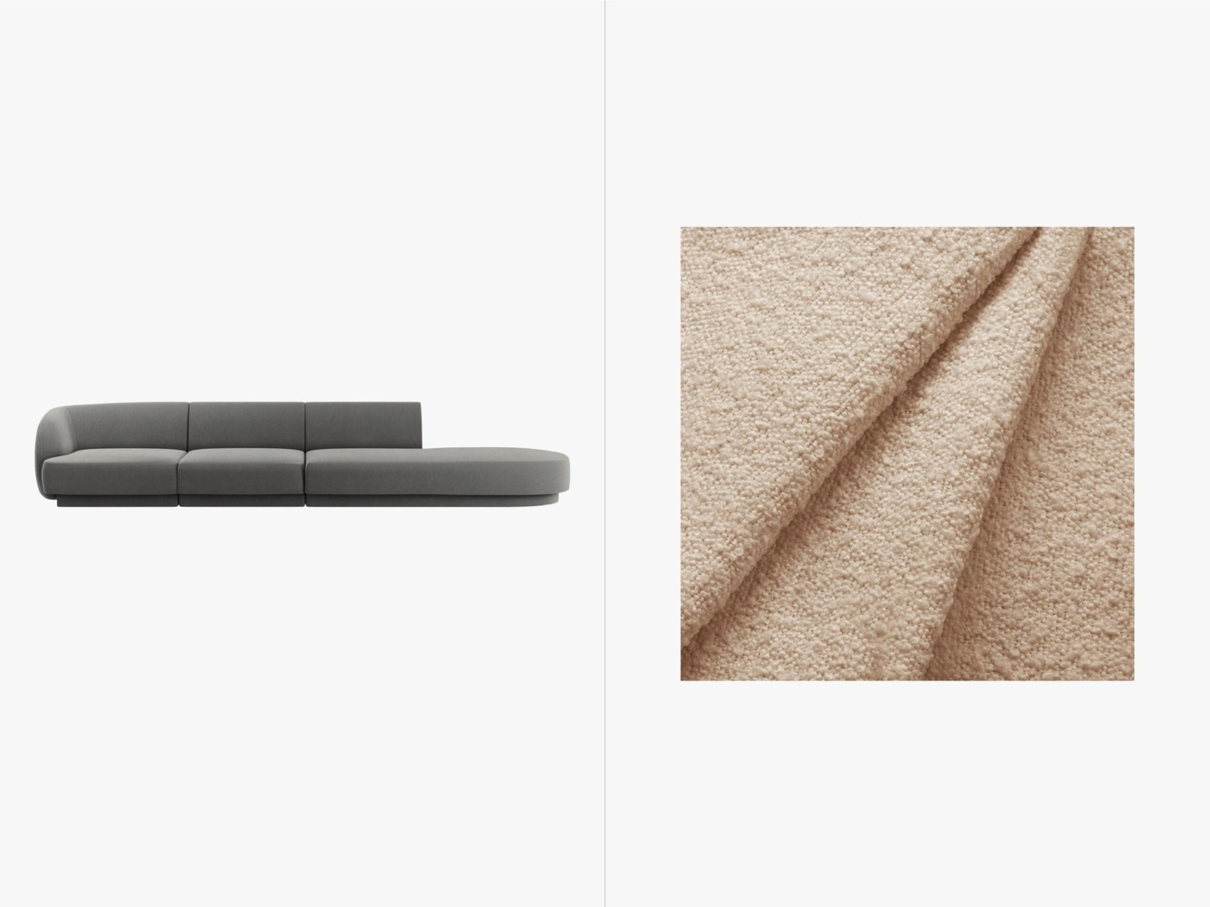 Micadoni Sofa Miley 4-Sitzer Rechts Boucle Baloo Beige Bild 1
